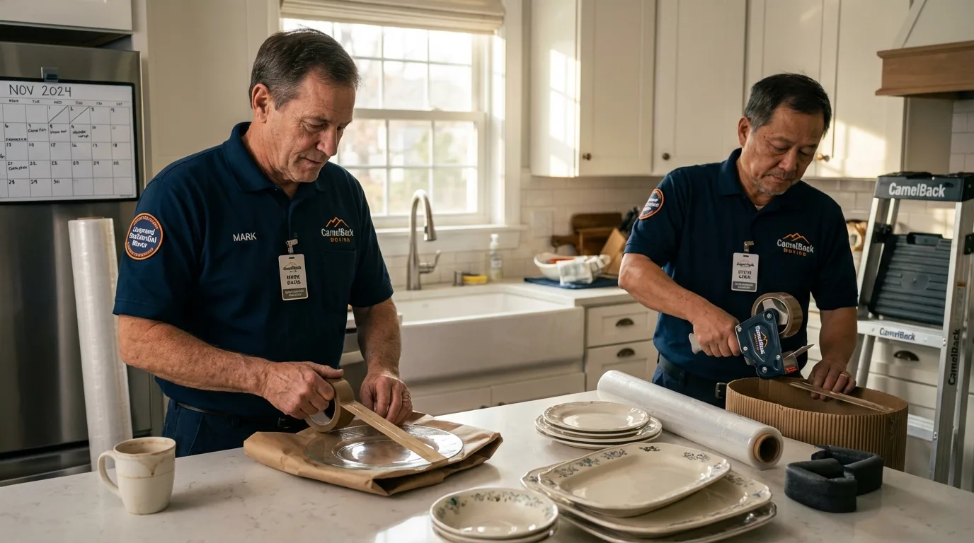 Professional crew packing kitchen dishware in Portageville, MO